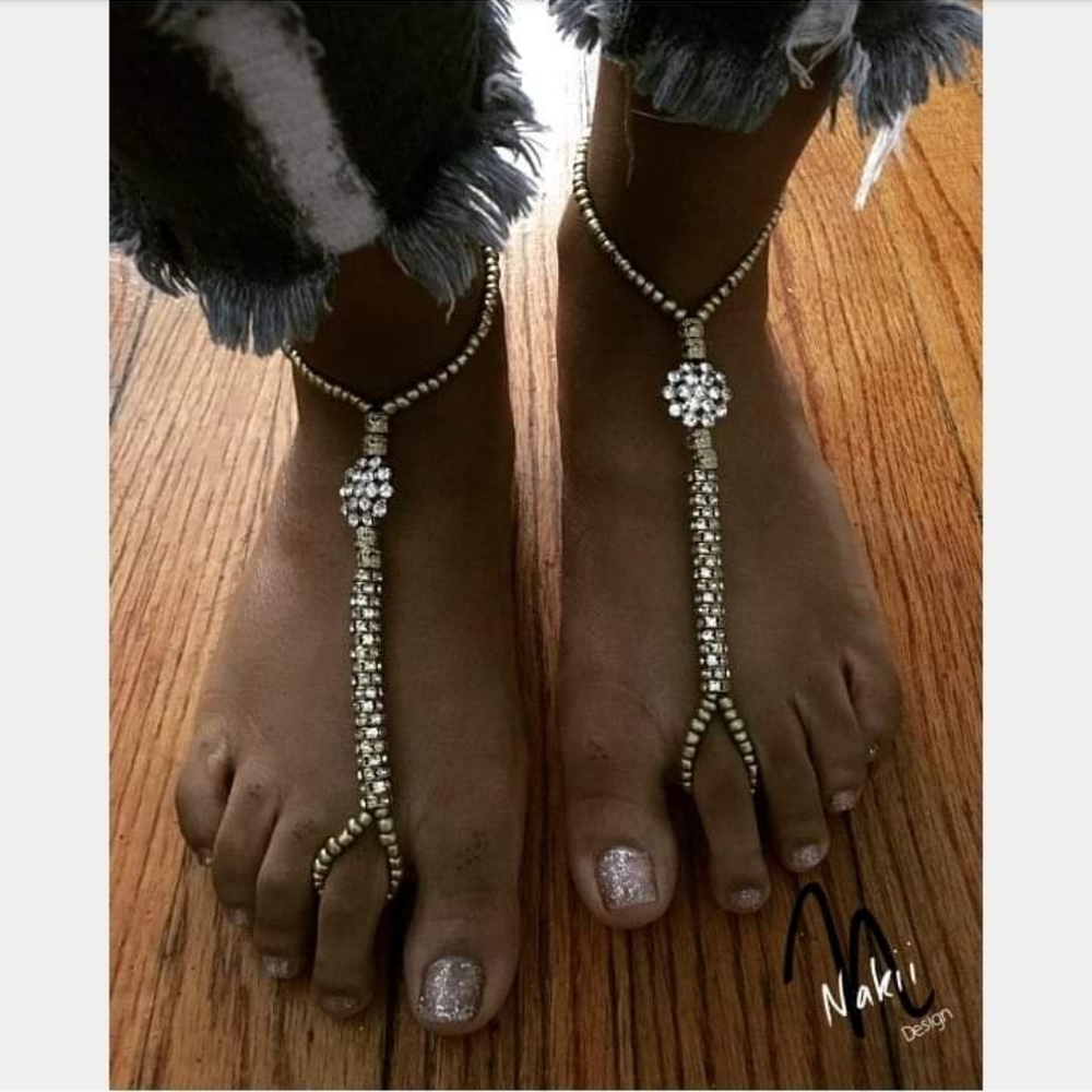 Handmade Jeweled Barefoot Sandals